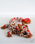 Valentine articulated dragon figure with heart themed gingerbread design