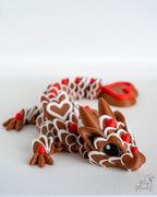 Valentine articulated dragon figure with heart themed gingerbread design