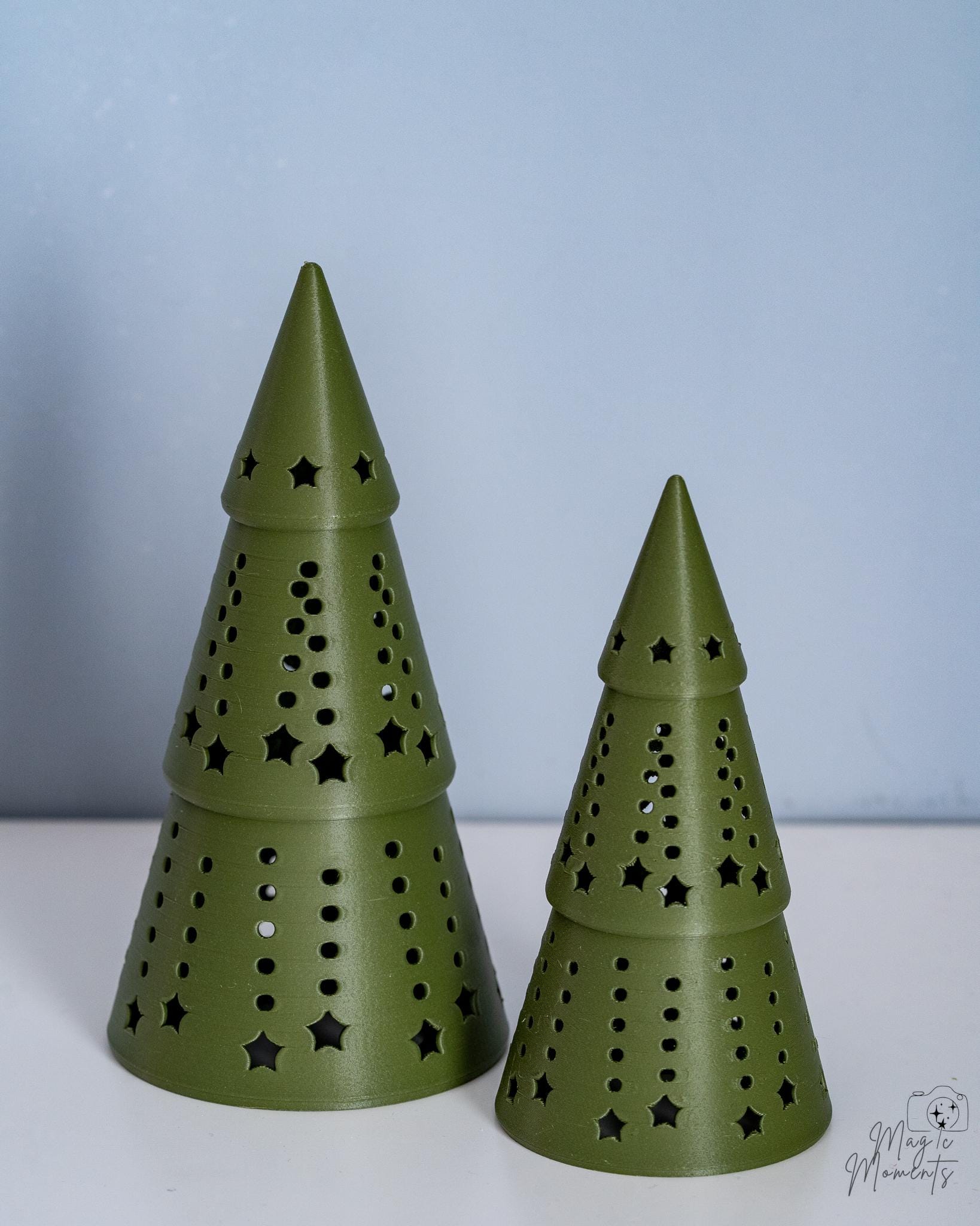 green christmas tree candle holders