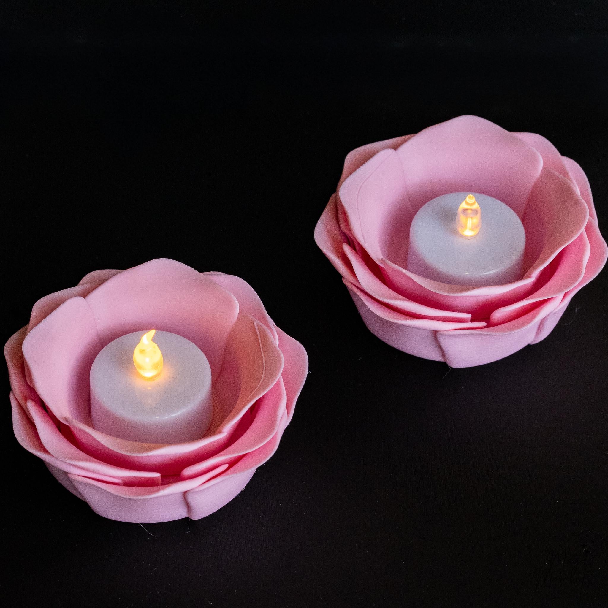 pink rose tealight holder