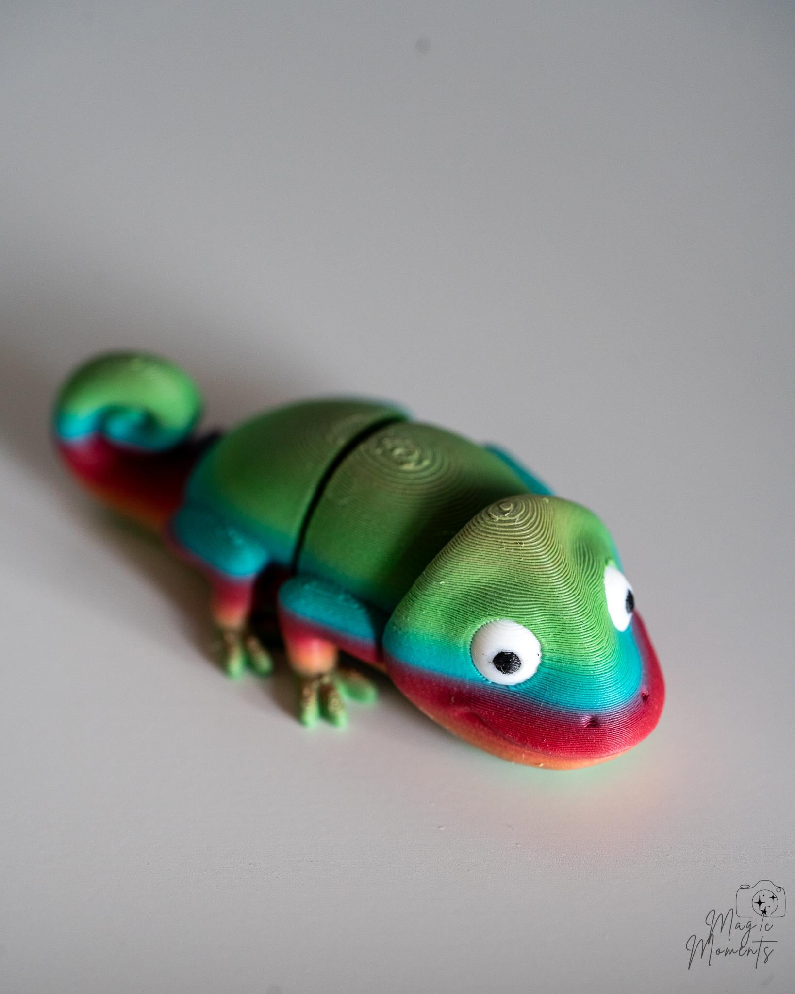 chameleon figurine 3d printed colorful reptile