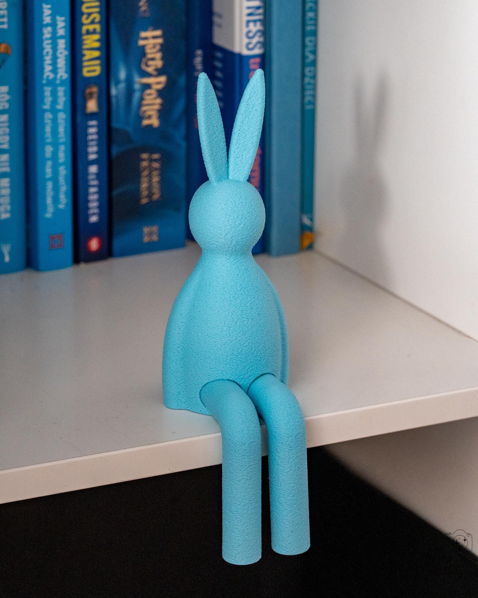 blue easter bunny shelf sitter 3d printed rabbit decor