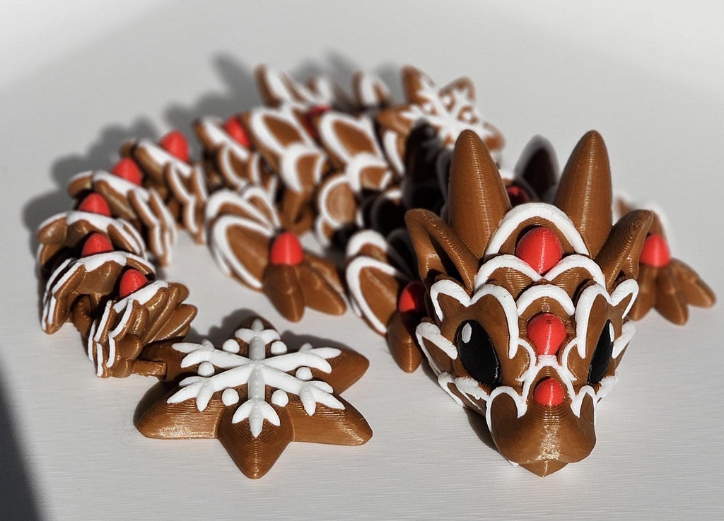 gingerbread dragon 3d printed articulated christmas dragon figure