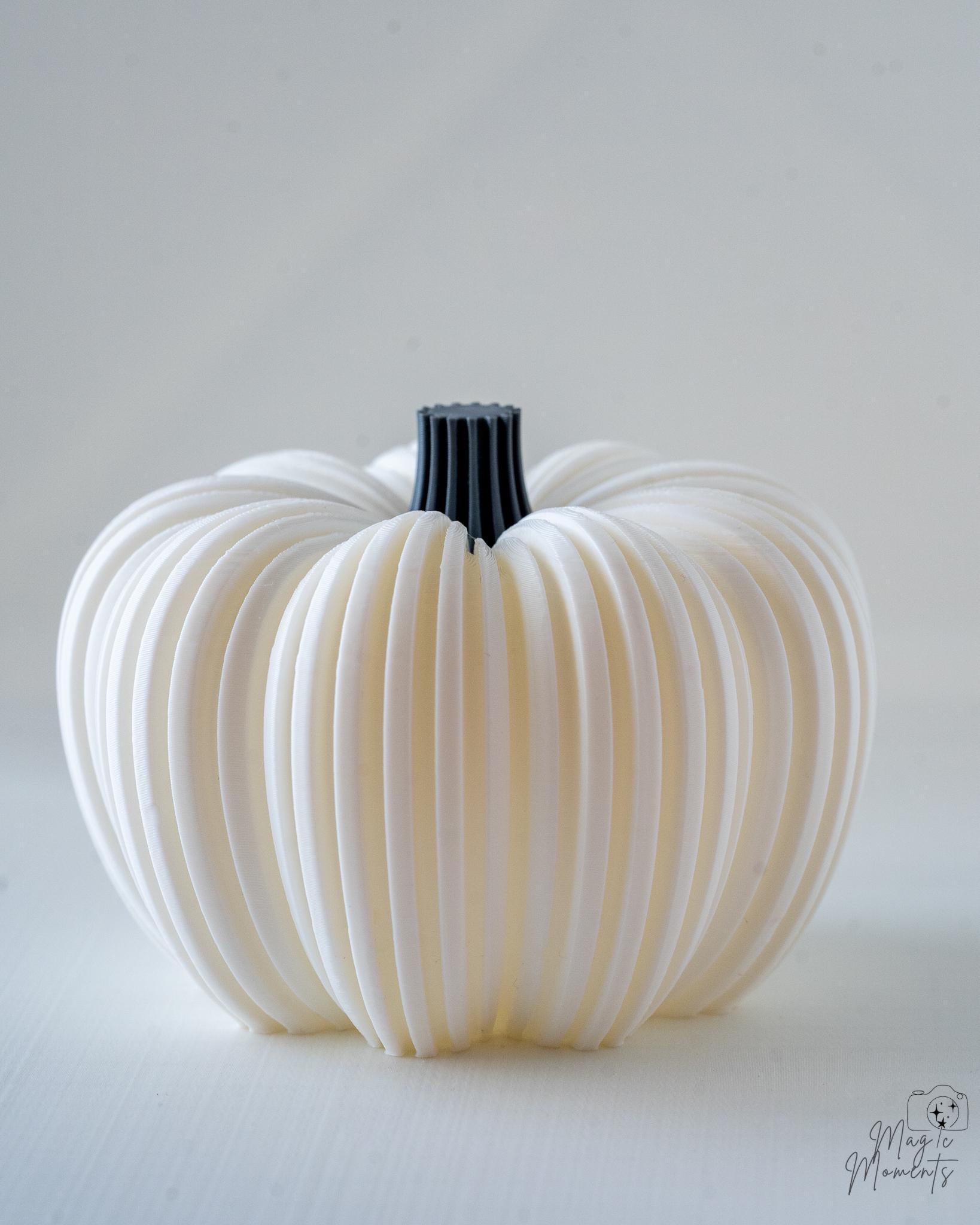 white ribbed pumpkin autumn decor