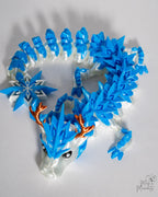 3D printed winter dragon decoration with flexible articulated body