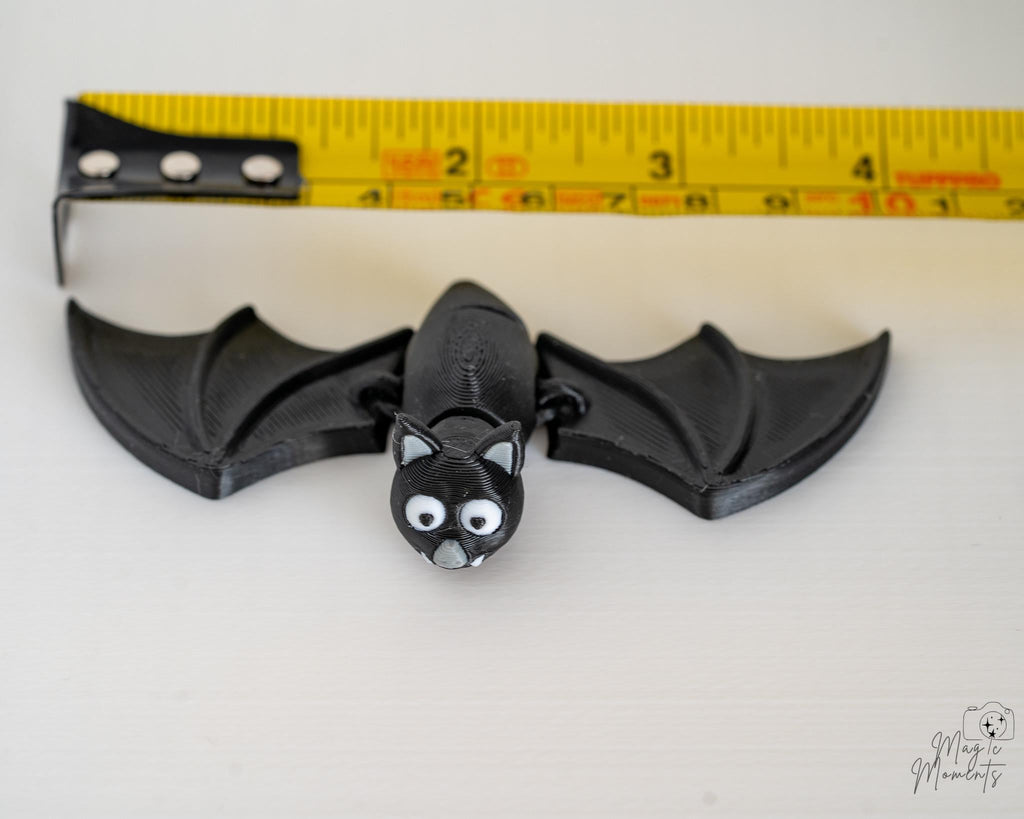 3d printed bat size reference halloween figurine with ruler