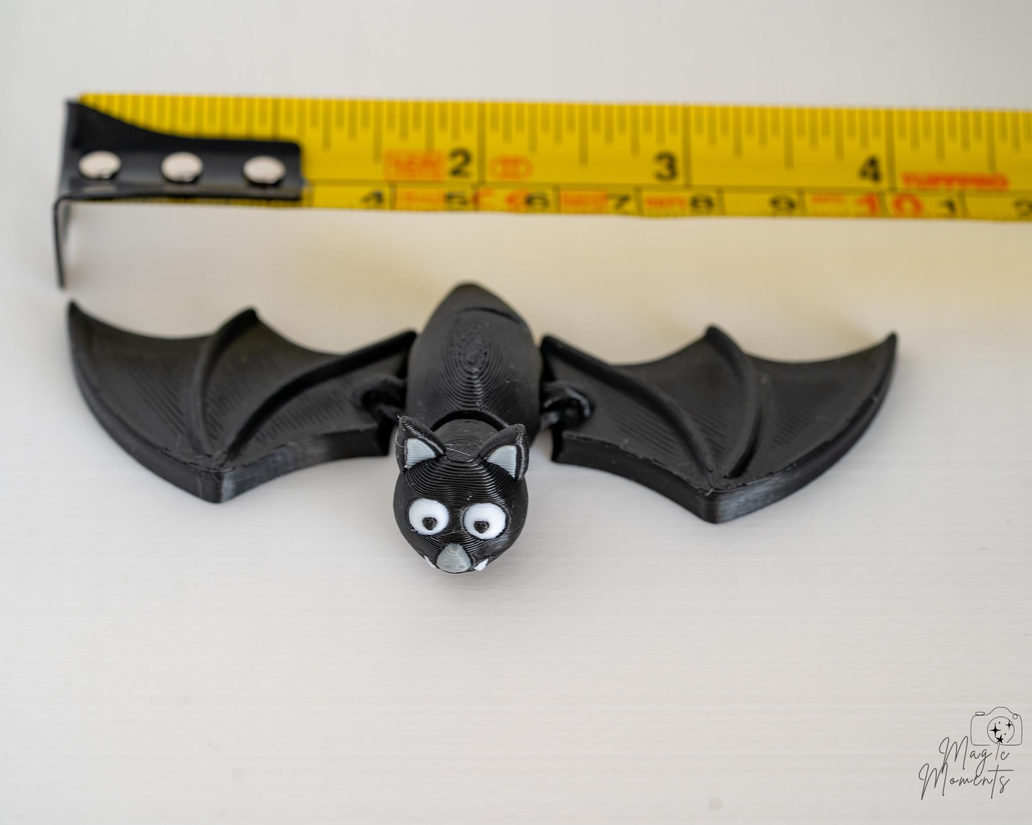 3d printed bat size reference halloween figurine with ruler