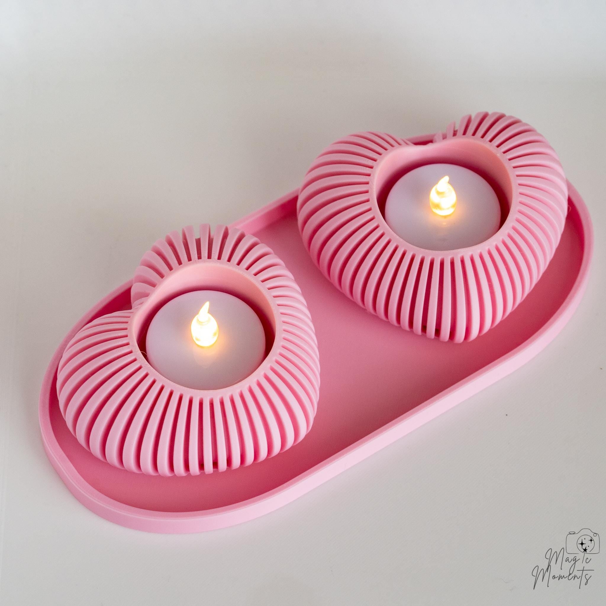 pink heart tealight holders