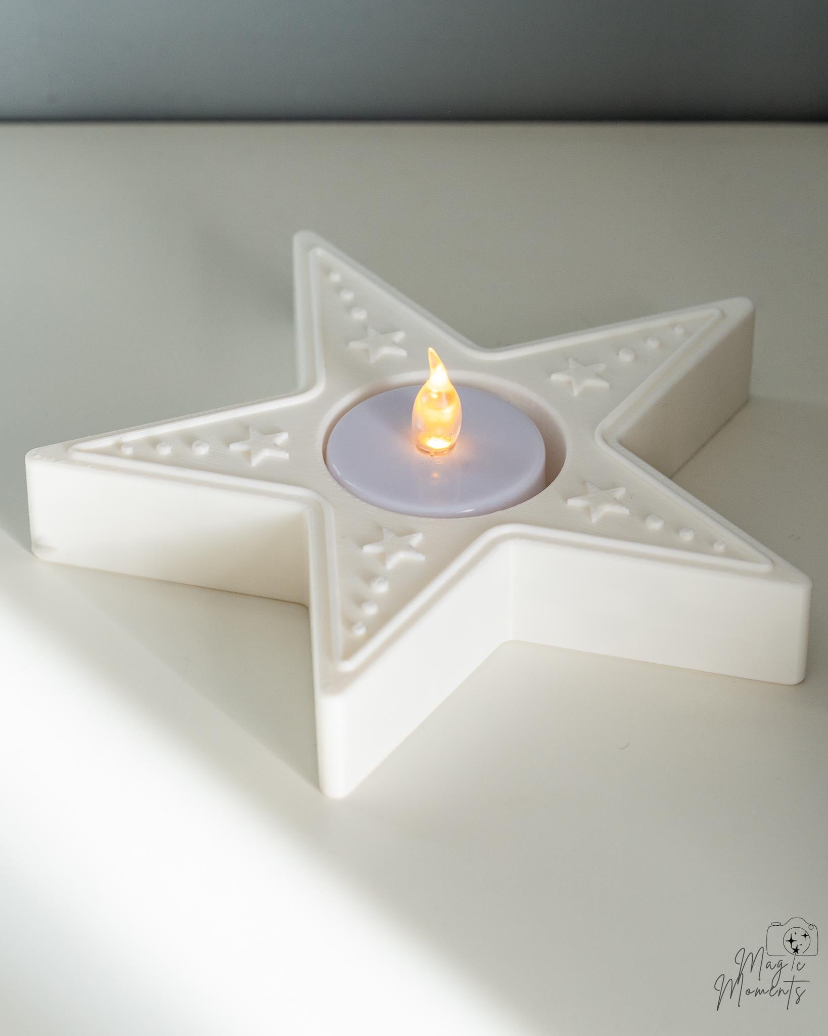 star tealight holder with LED candle