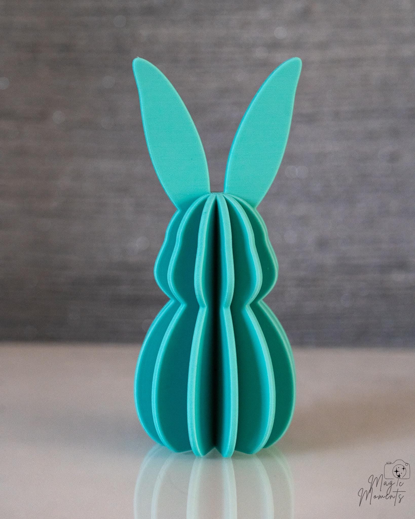 Turquoise 3D bunny sculpture decorative figure