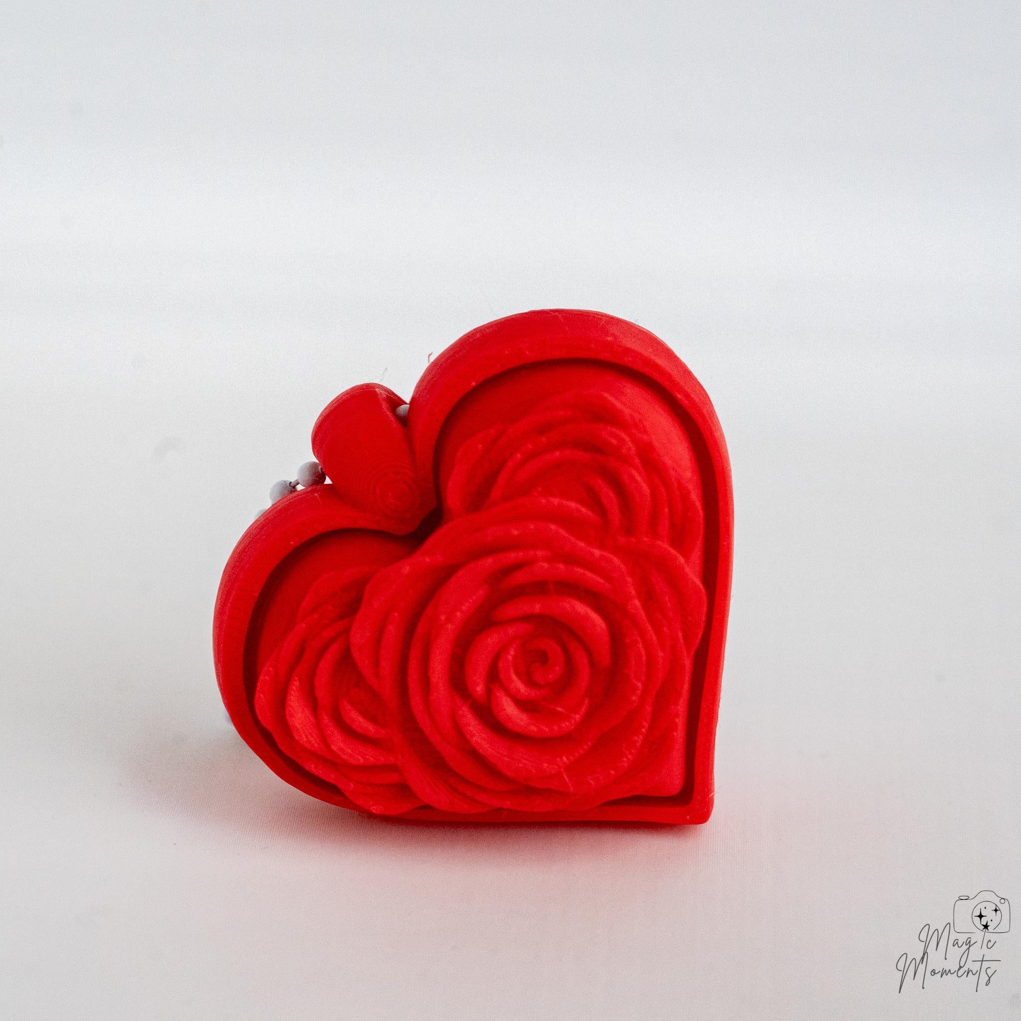 rose heart keychain 3d printed valentine decor