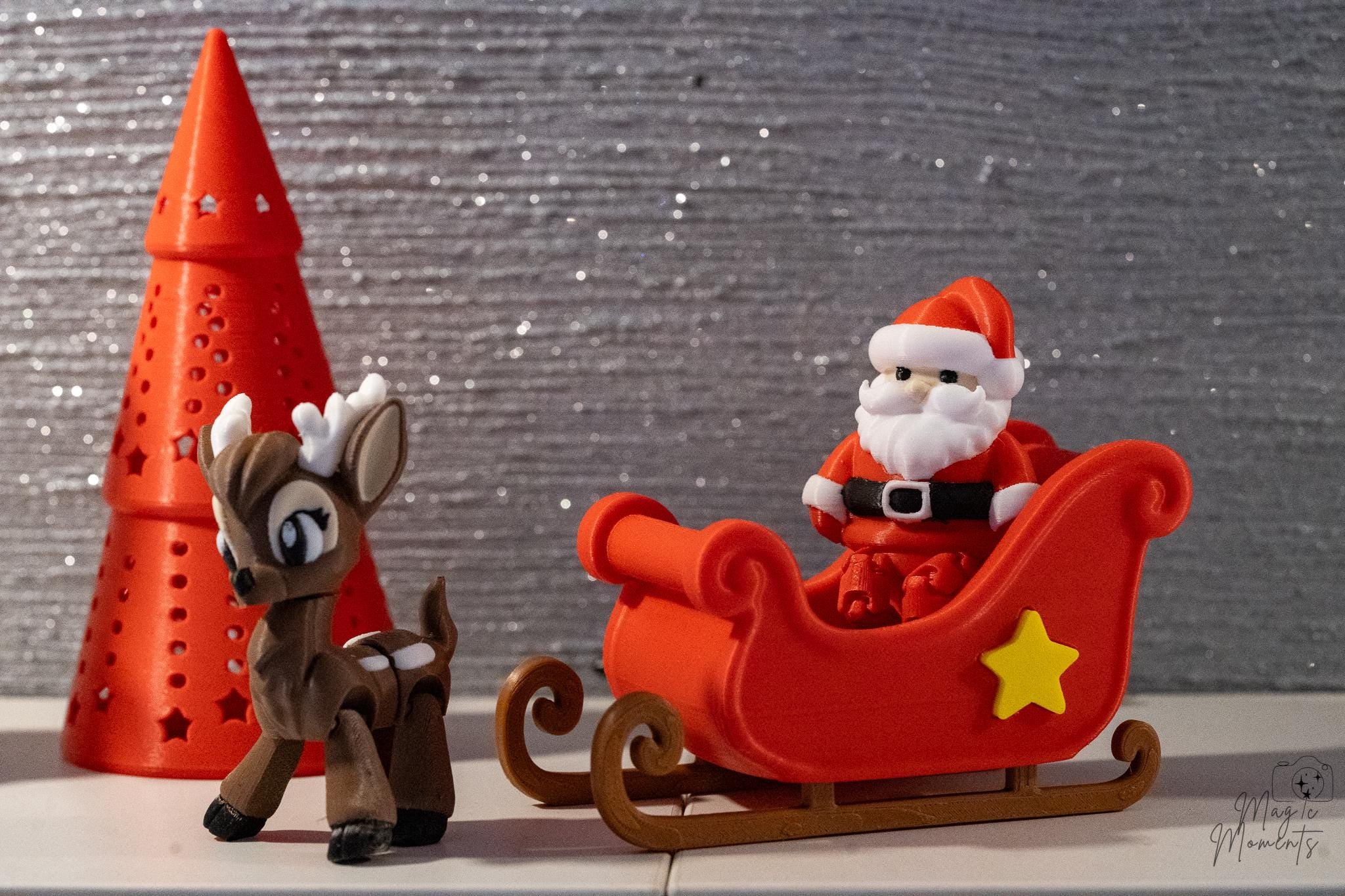 santa sleigh reindeer decoration