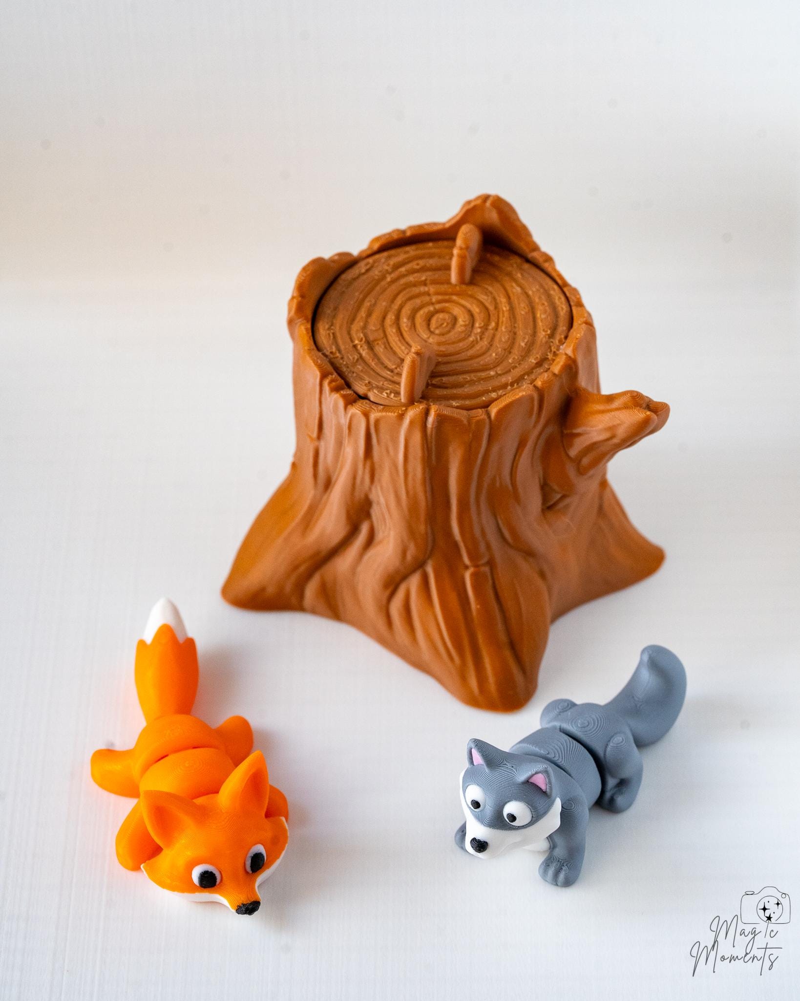 woodland animal set with tree stump 3d printed forest decor