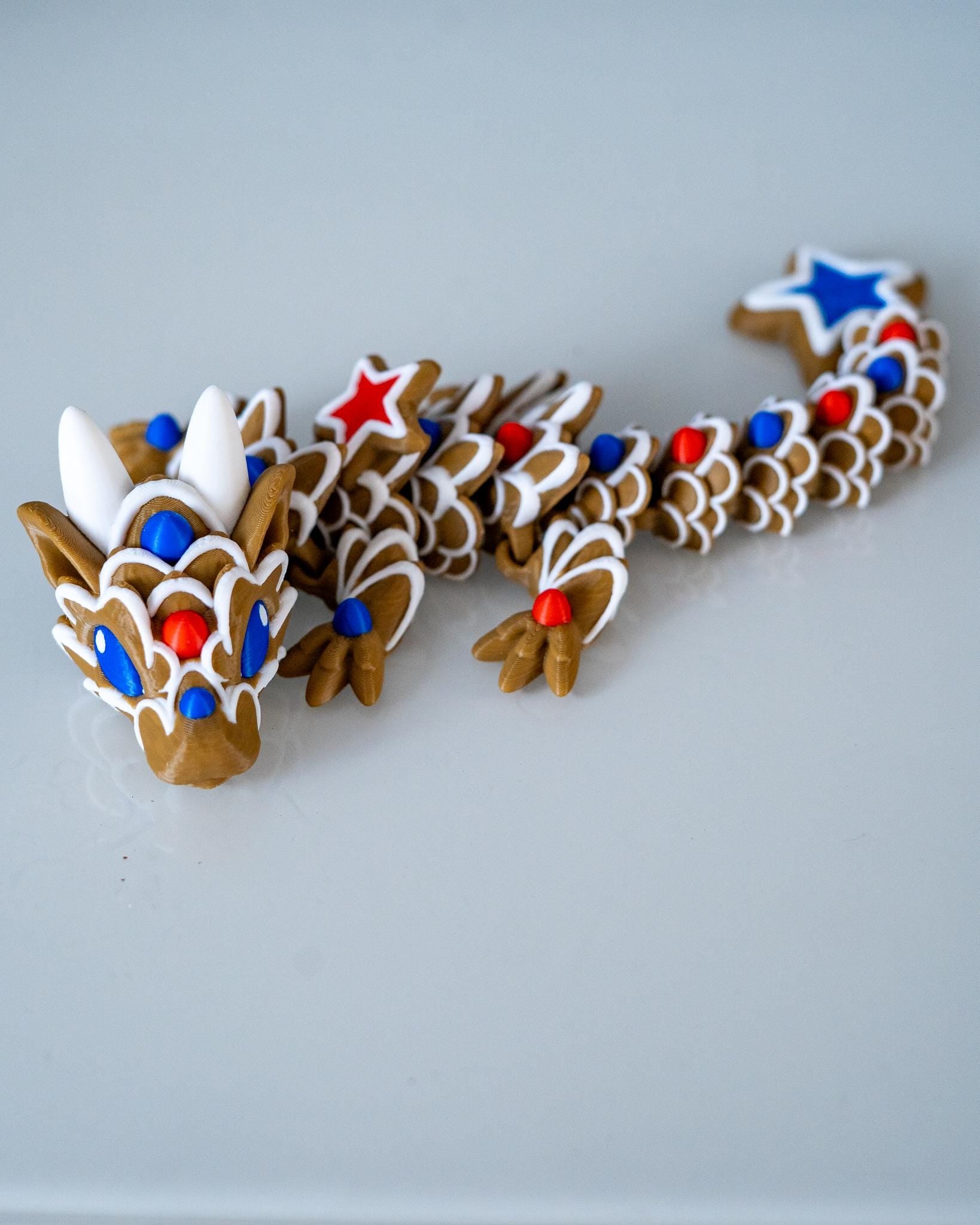articulated gingerbread star dragon 3d printed decorative figure