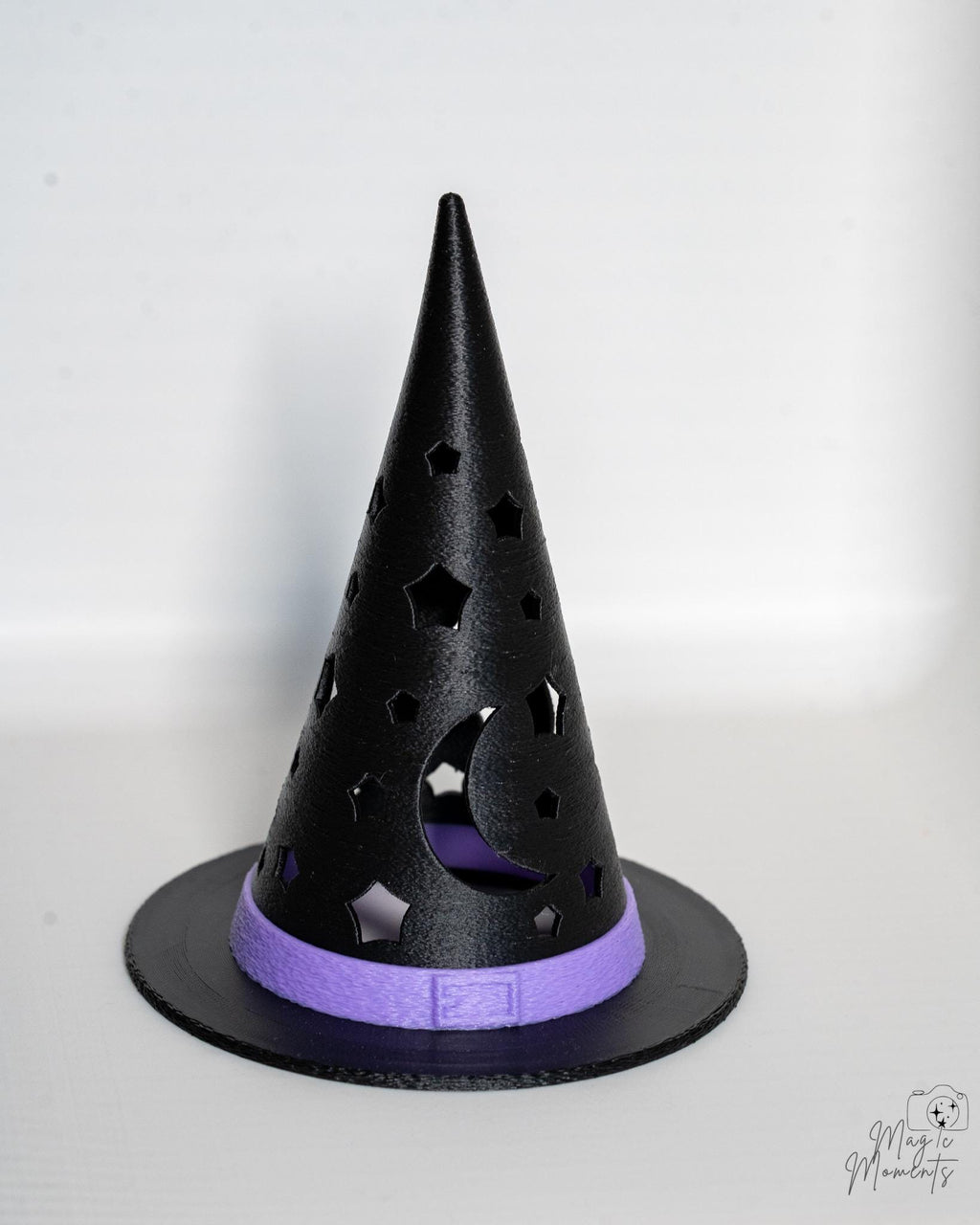 Halloween witch hat tealight holder with moon and stars