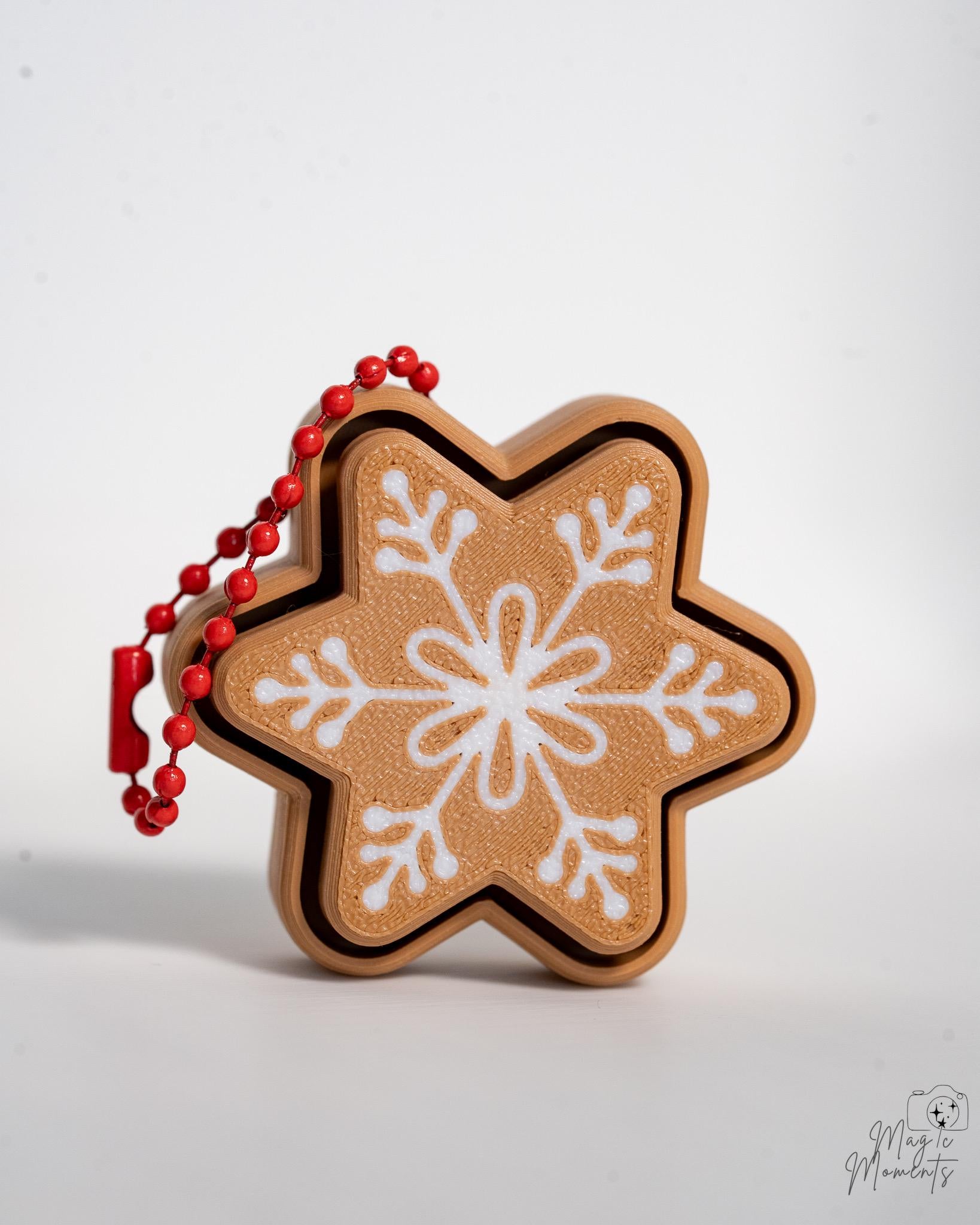 snowflake gingerbread clicker keychain