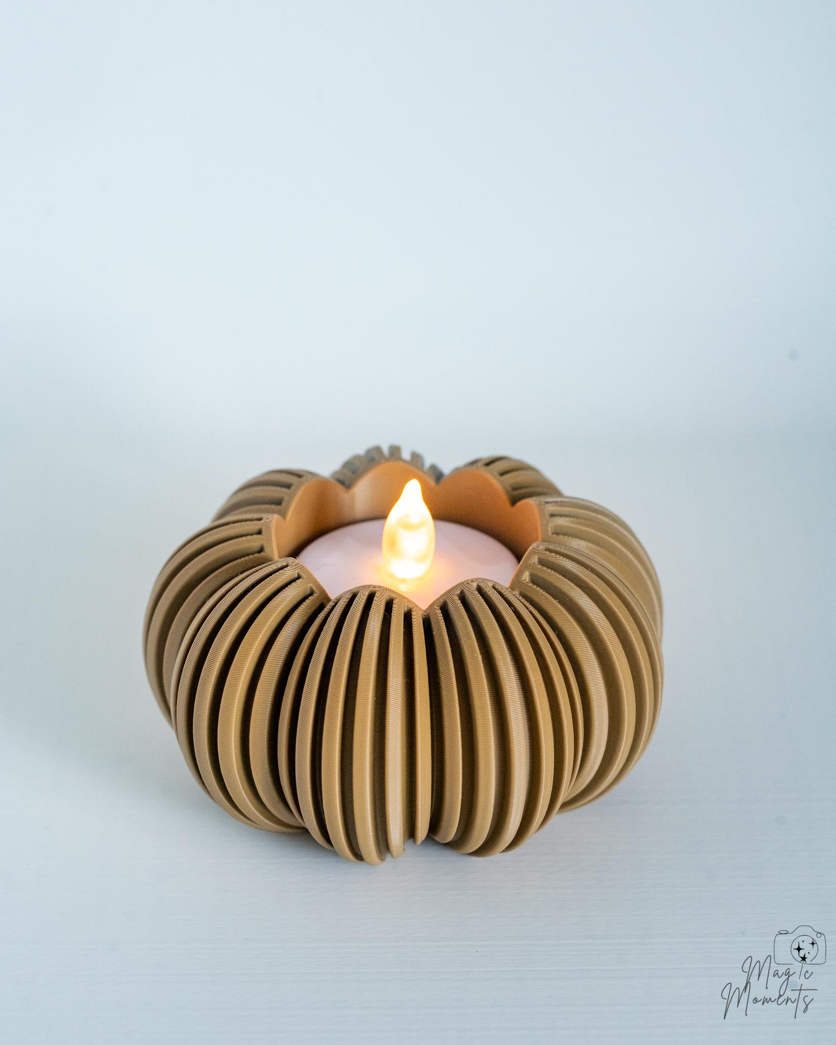 Modern pumpkin candle holder with LED tealight