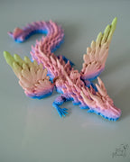 Winged crystal dragon with articulated flexible body