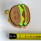 smiling burger keychain clicker