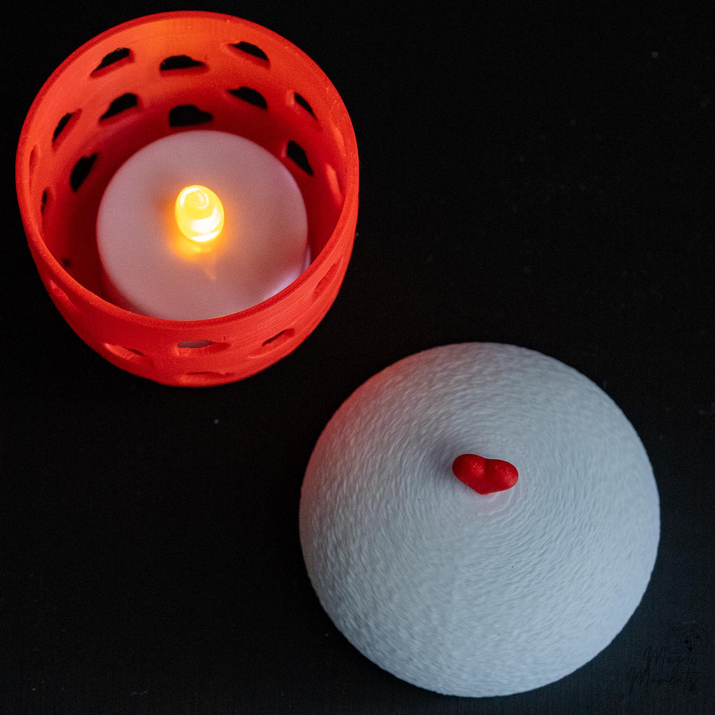 red tealight holder with removable lid