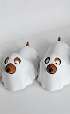 Ghost puppy figures with cartoon eyes