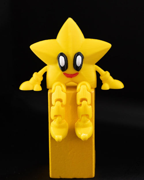 Yellow star shelf sitter decoration with dangling legs