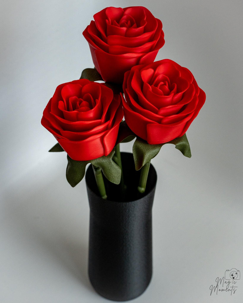 Decorative red roses with realistic layered petals