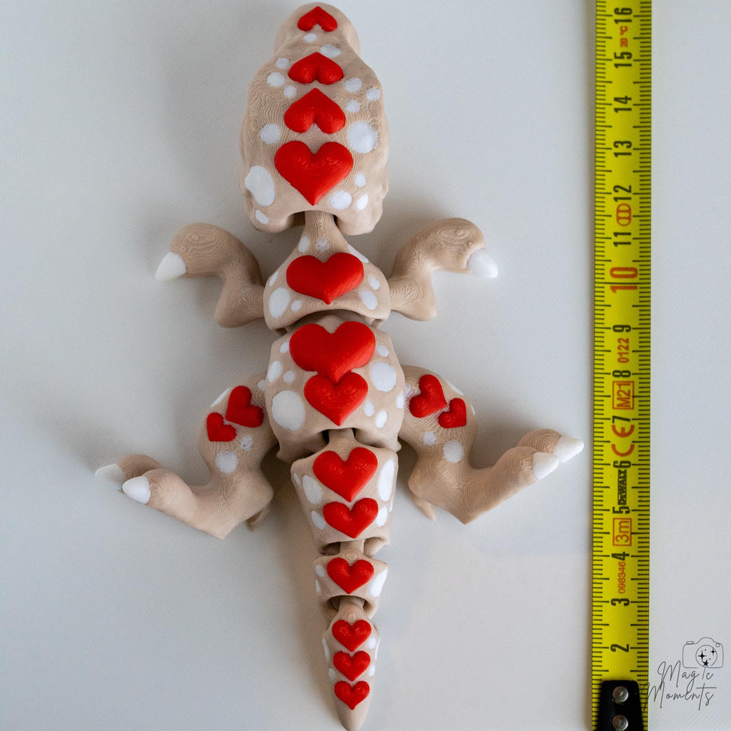 Heart T-rex Dinosaur Figurine - Articulated 3D Printed Valentine Dino