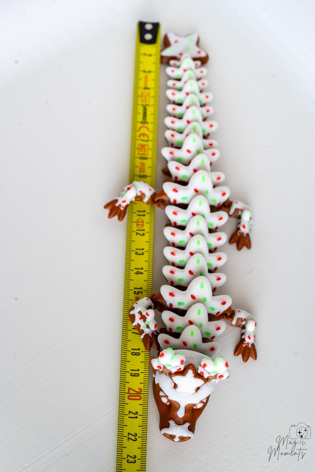 gingerbread dragon 3d printed articulated christmas dragon with ruler