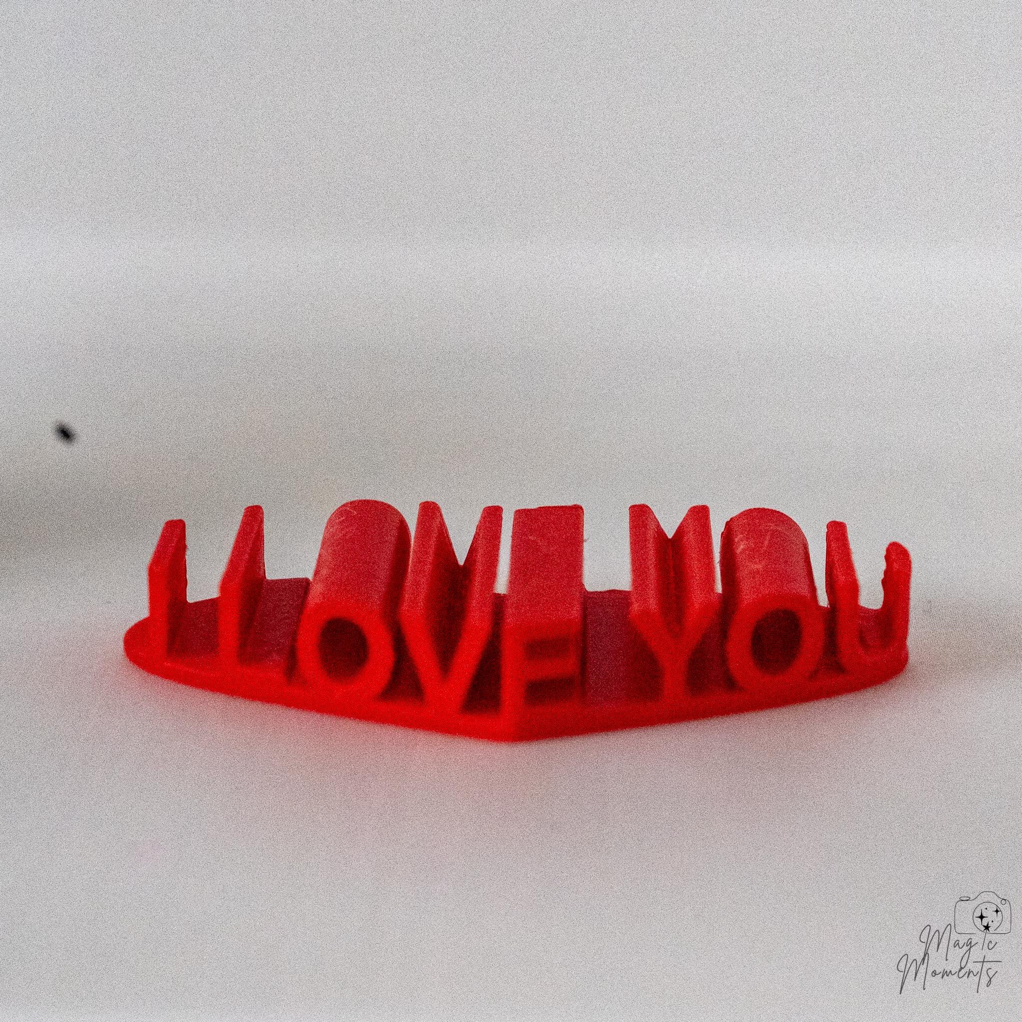 I Love You text decoration with modern 3D printed design