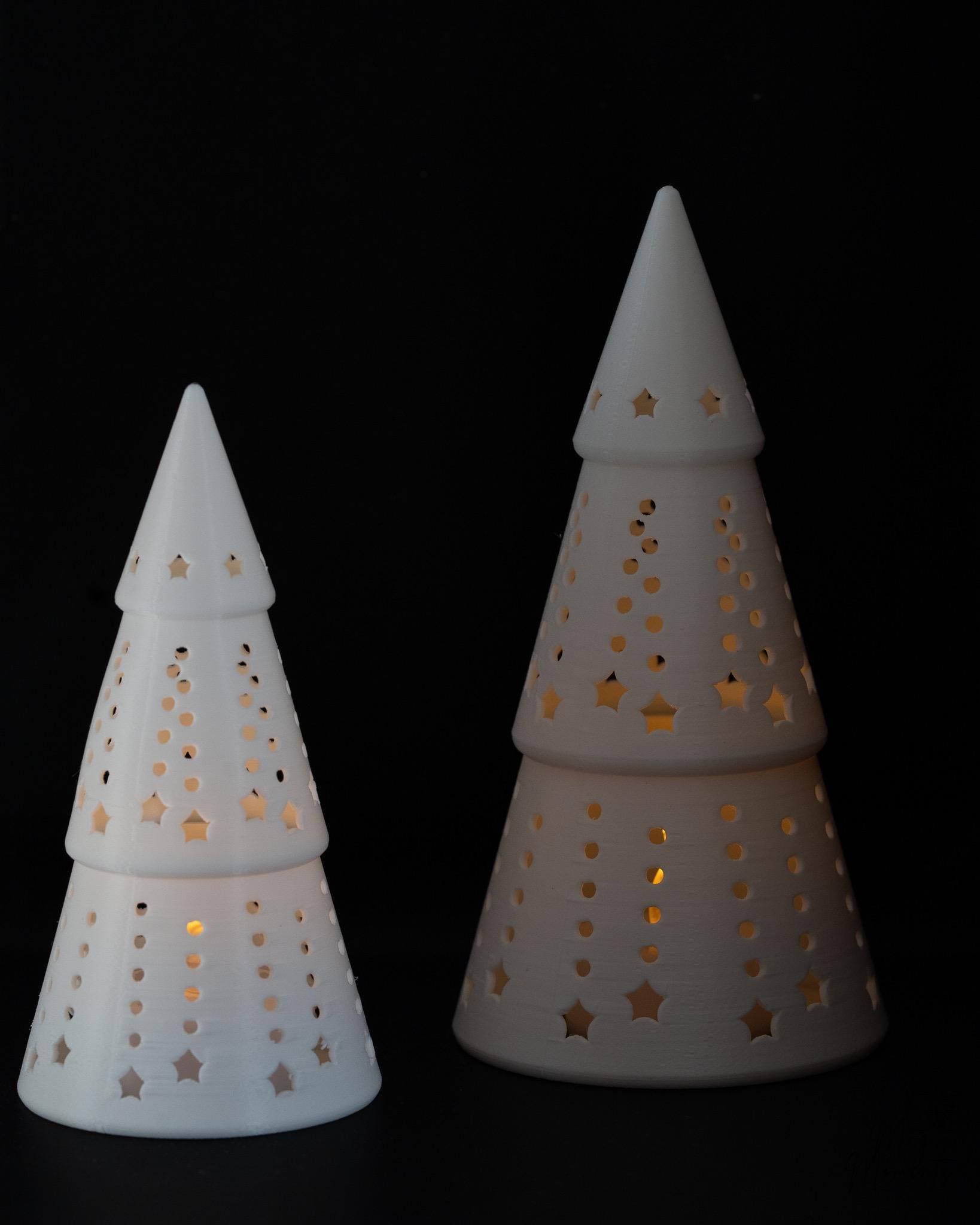 white christmas tree tealight holders with led candle