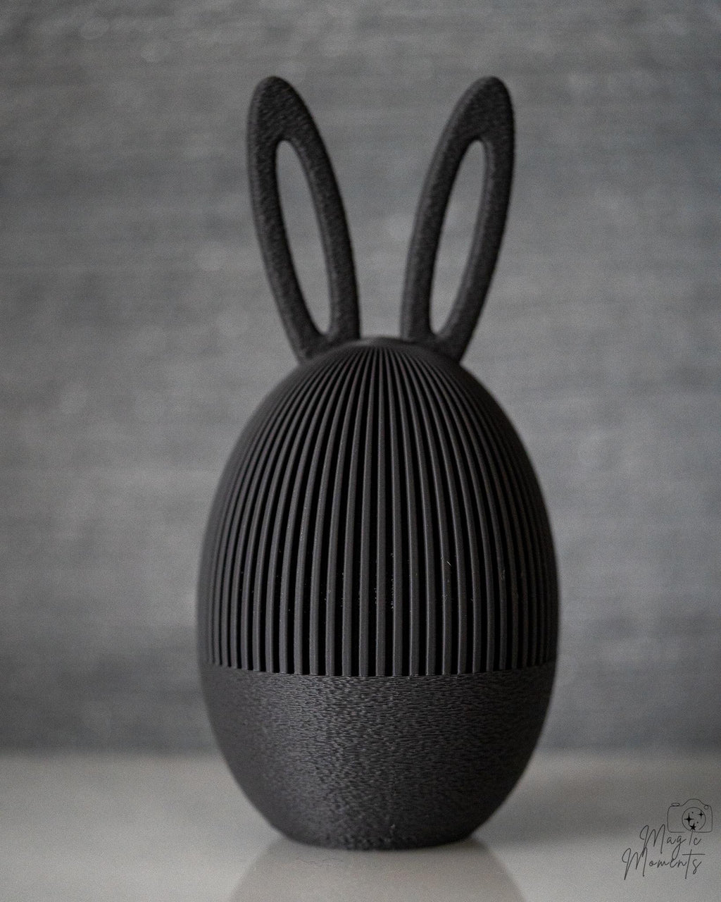 Black bunny ear Easter egg container with modern matte finish