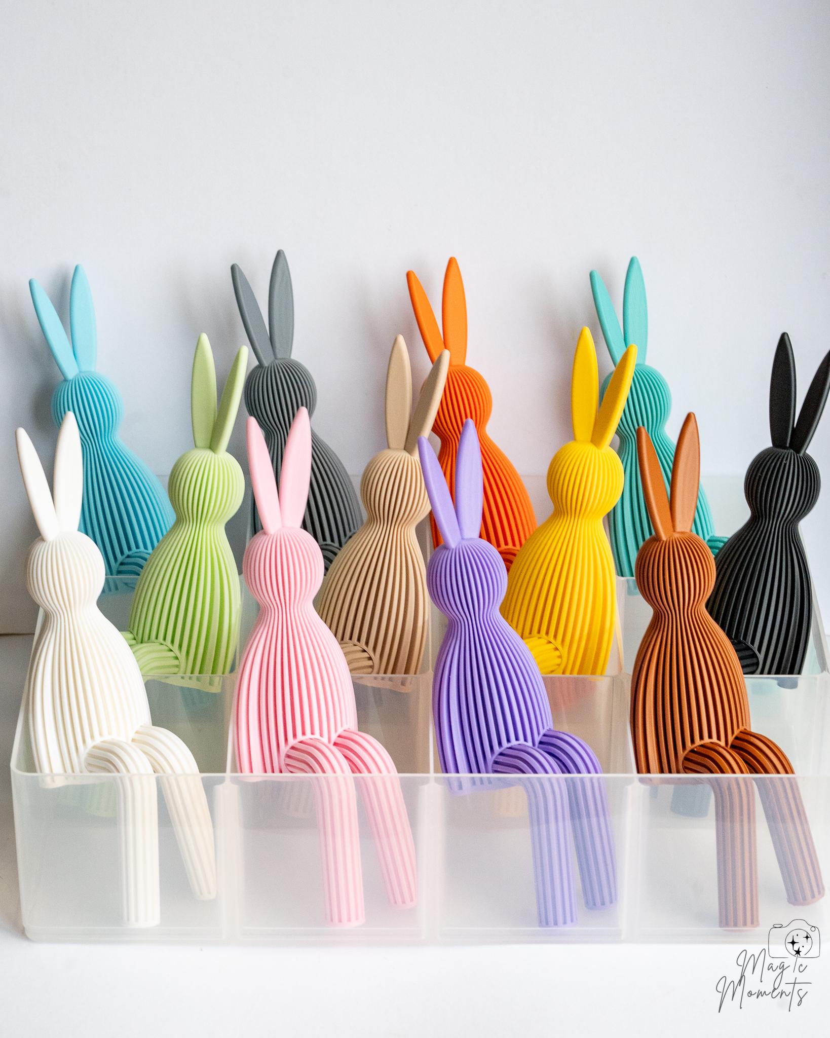 easter bunny figurine set 3d printed pastel rabbit decorative figures