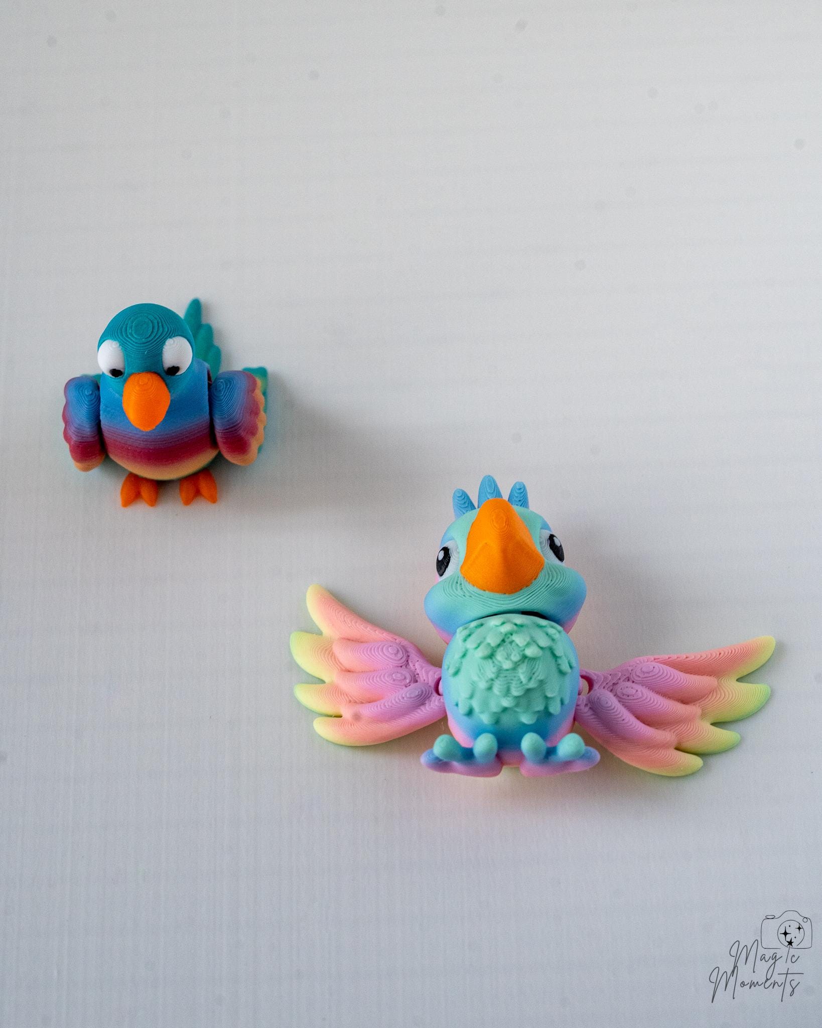 3d printed bird figurine collection colorful fantasy birds