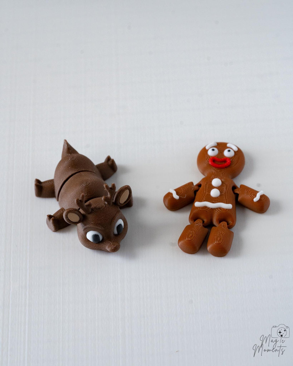 gingerbread man and reindeer figurine set 3d printed christmas decor