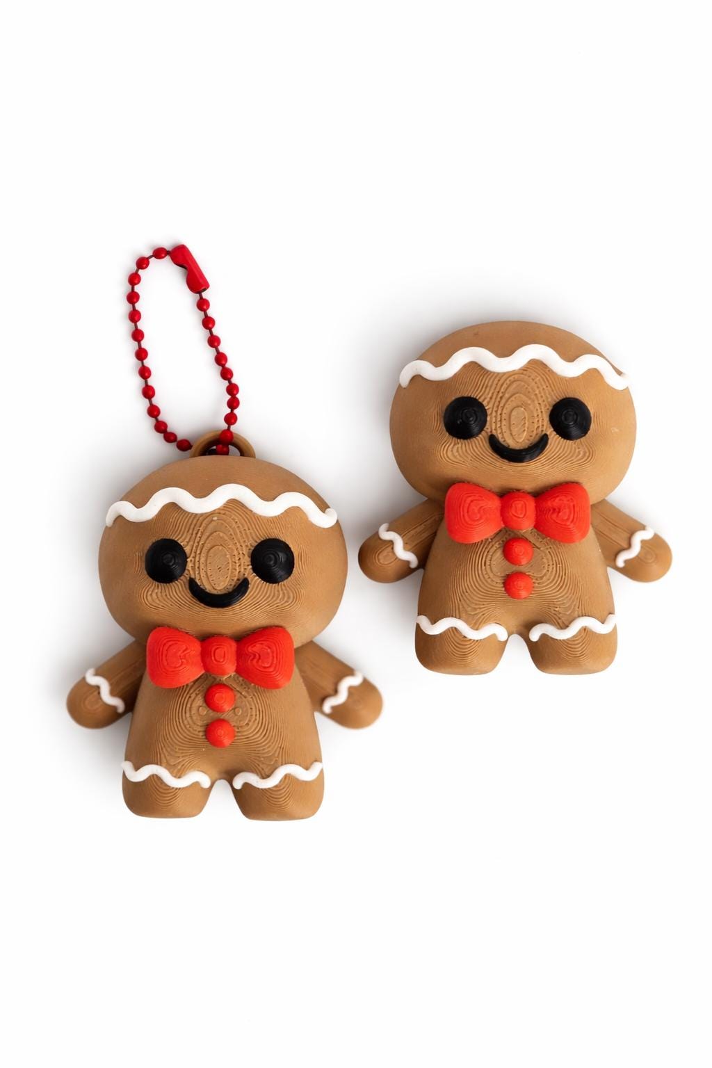 3D printed gingerbread man decoration and matching keychain set