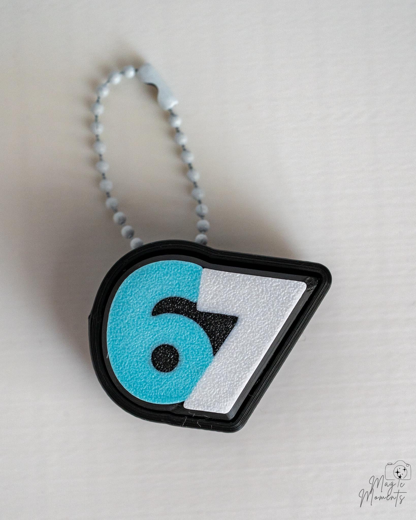 number 67 keychain 3d printed clicker keyring fidget