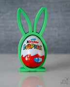 Green Easter bunny stand with chocolate egg