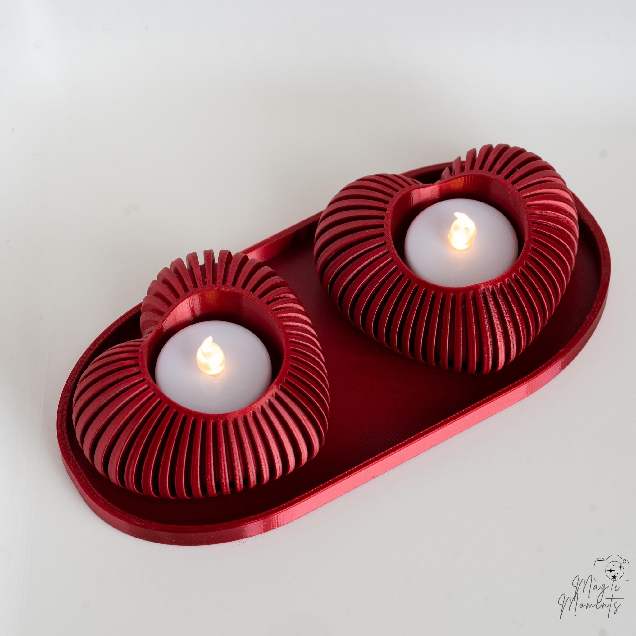 red heart tealight holder set