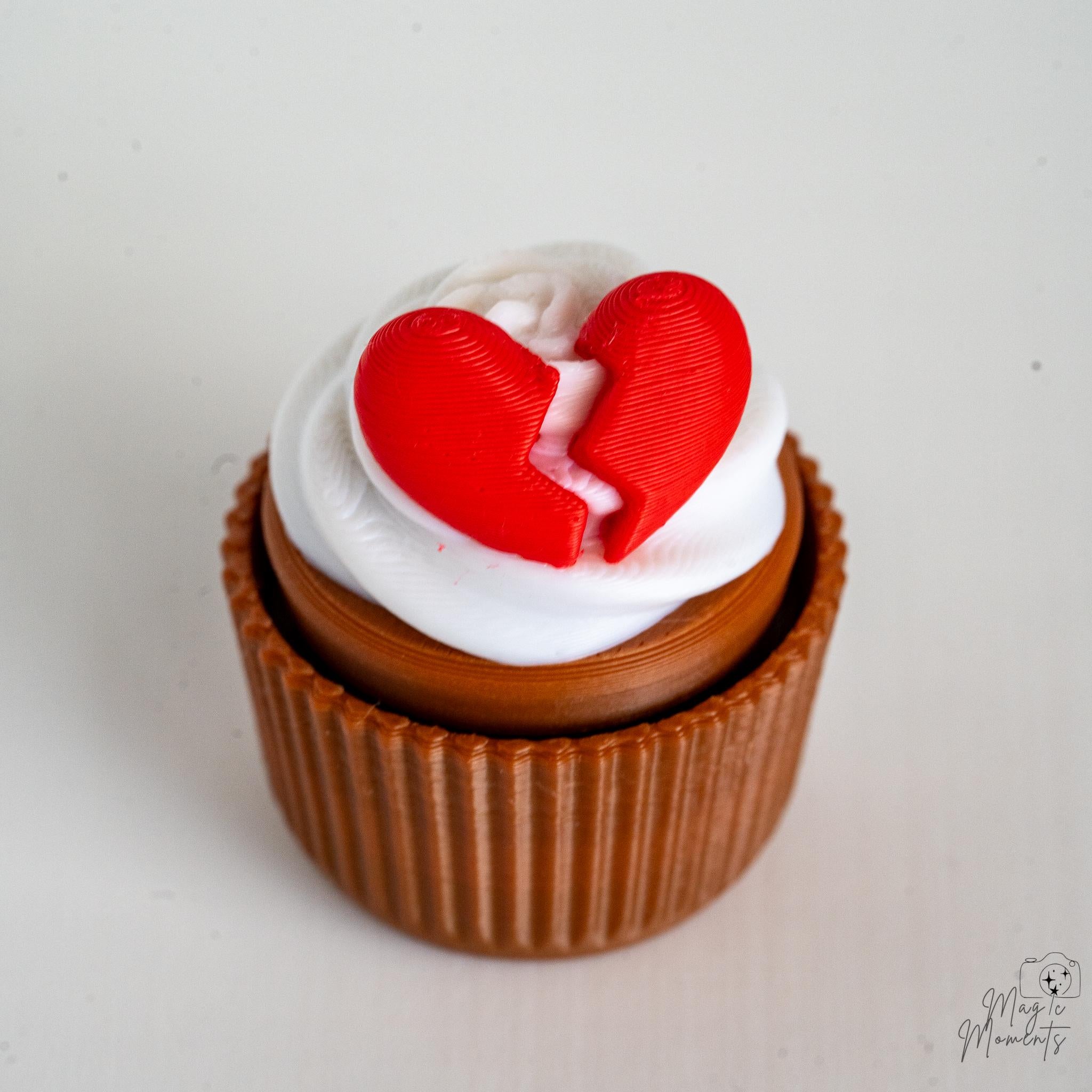 Cupcake clicker with broken heart Valentine topper