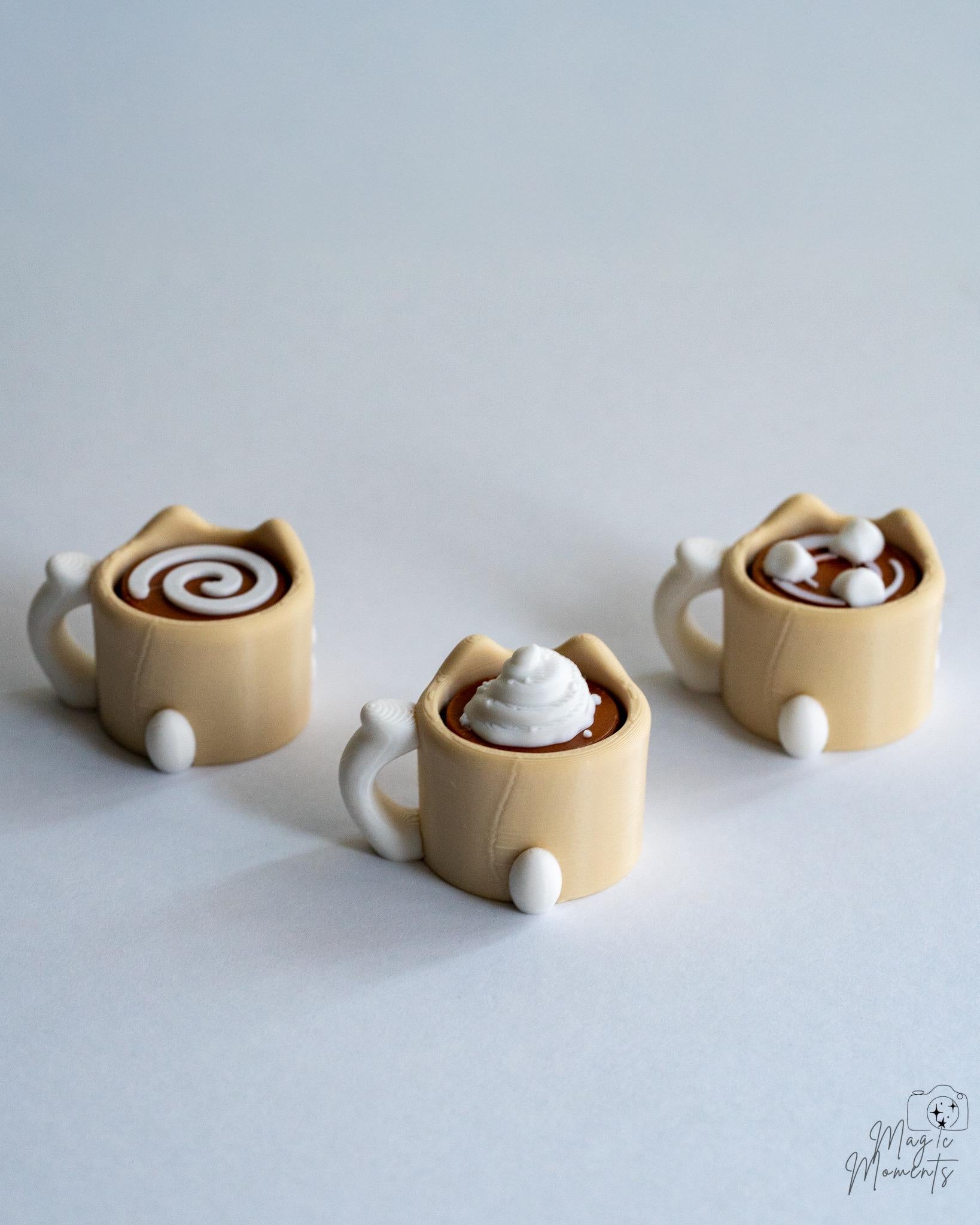 Cappuccino Cat Clicker – Satisfying Fidget Keychain