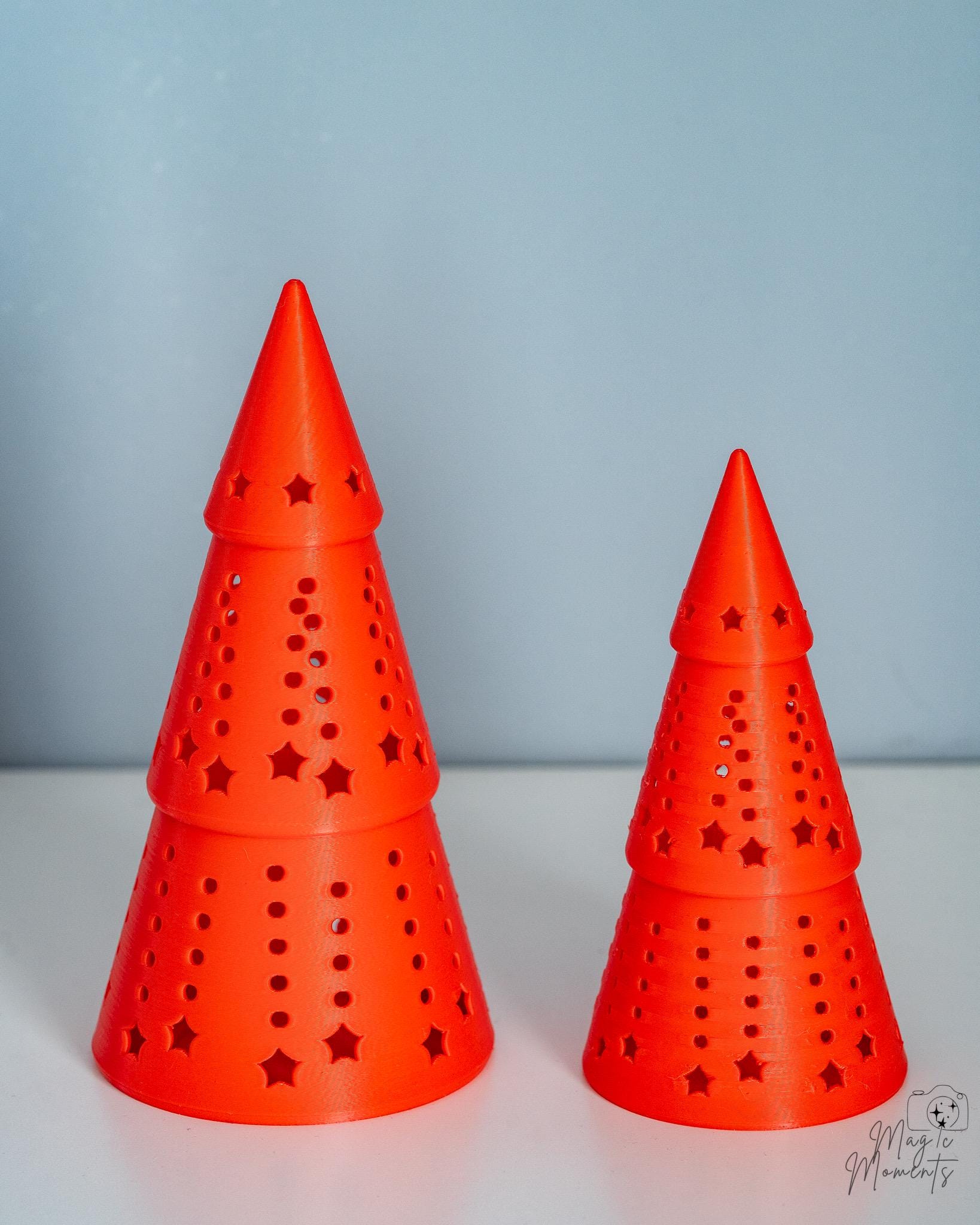 red christmas tree candle holders