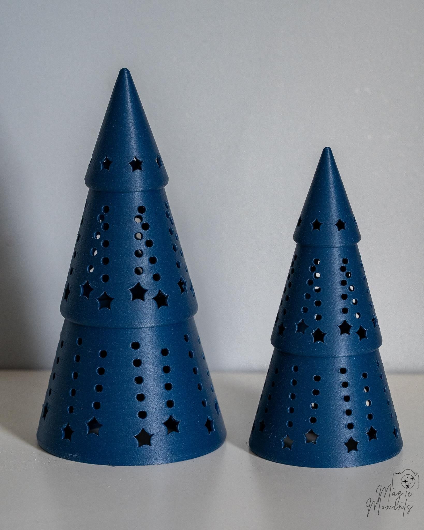 blue christmas tree candle holders