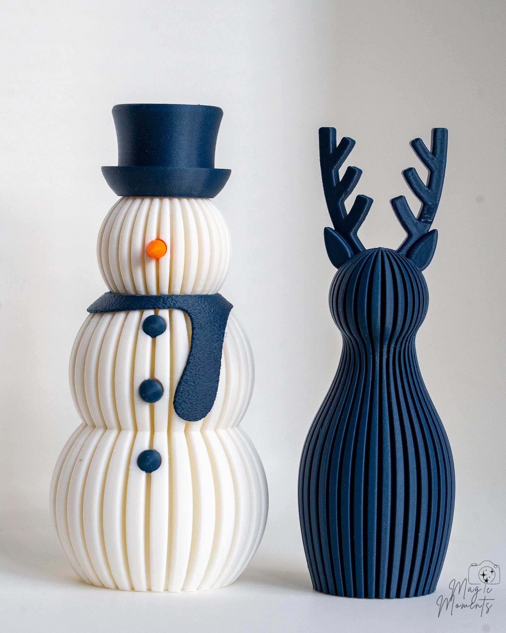 snowman and reindeer christmas decor