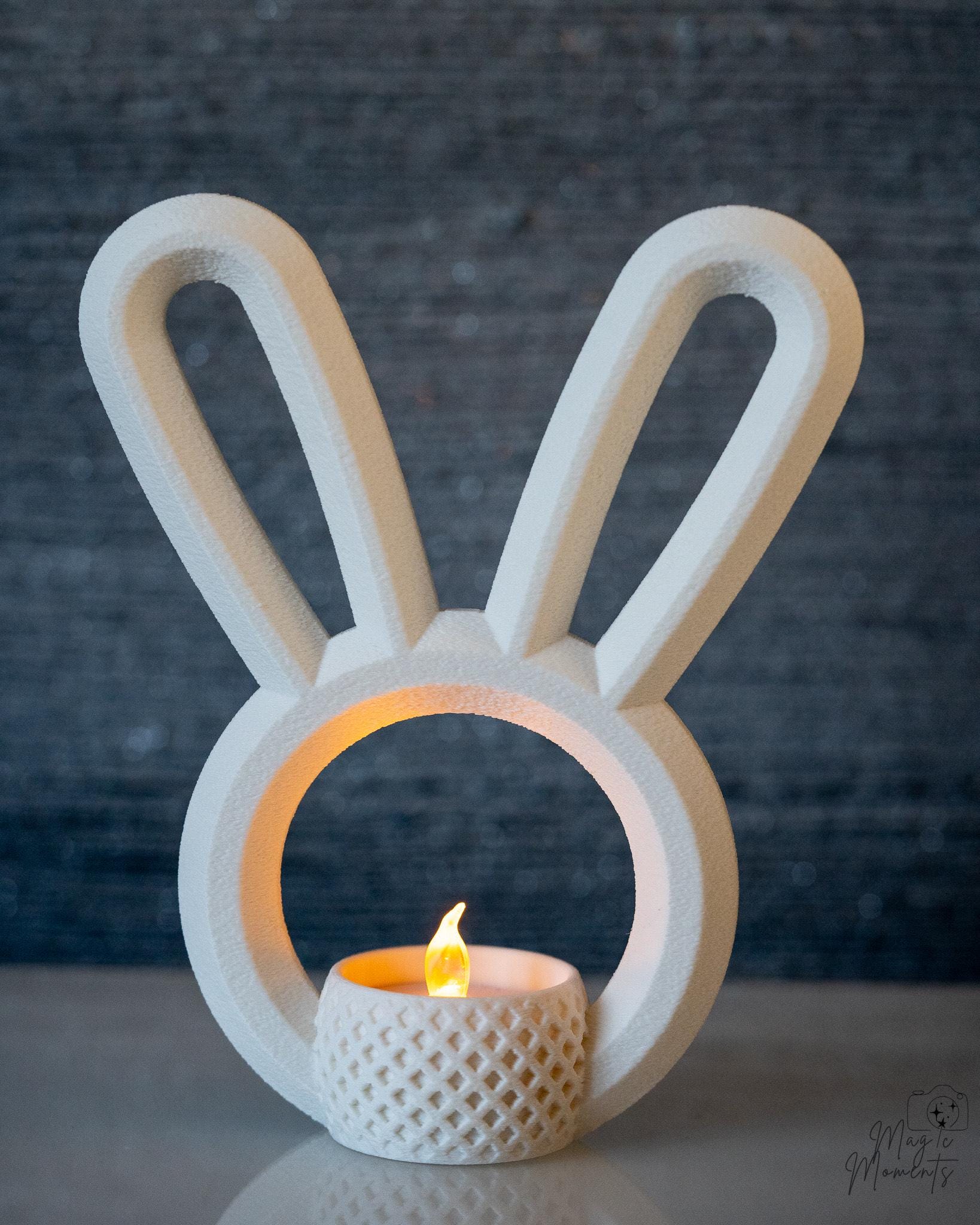 White bunny ear tealight holder minimalist decor