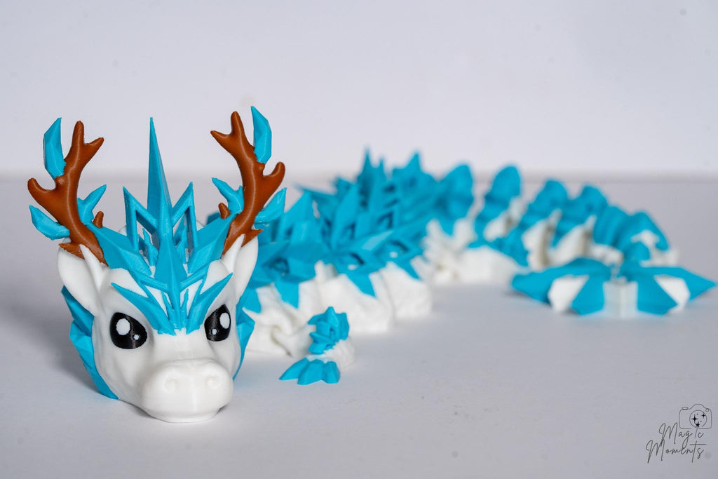 Flexible winter dragon figure with detailed fantasy head design