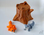forest animal figurines with tree stump 3d printed decor