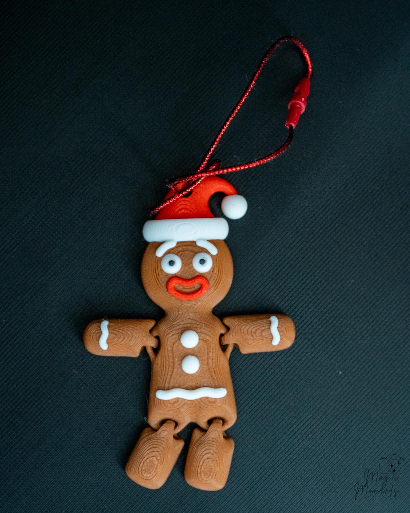 Gingerbread man Christmas ornament with festive cookie style details