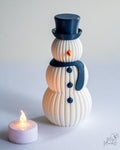 ribbed snowman decor with led tealight