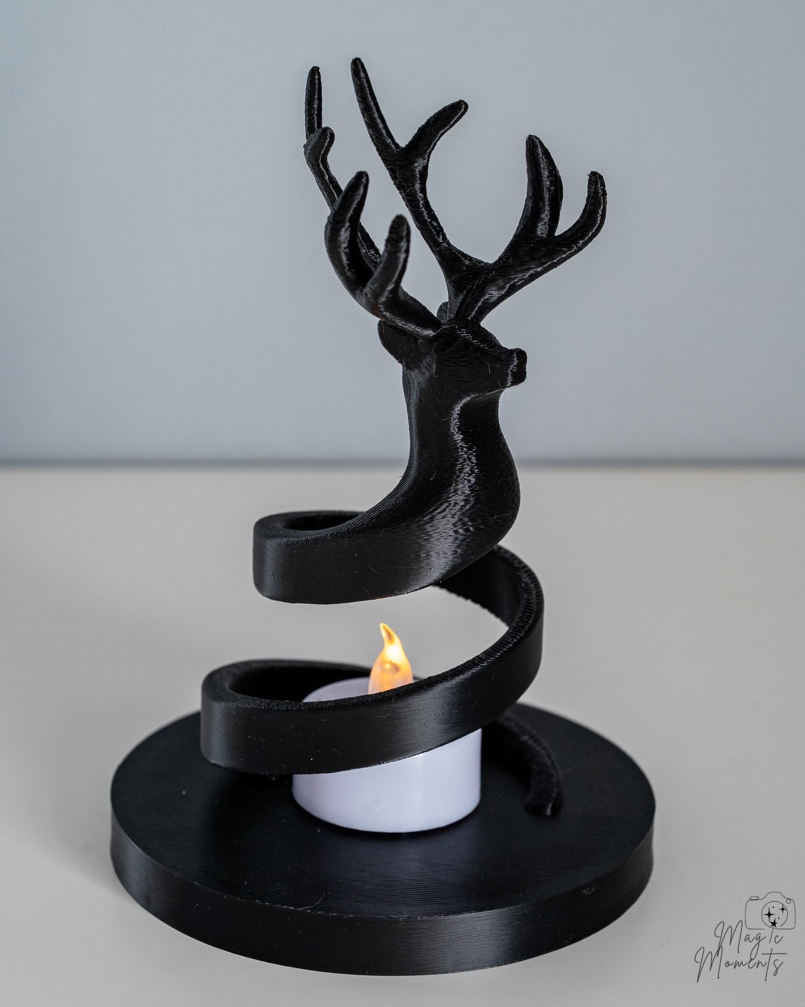 Black deer candle holder